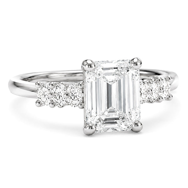 RS-10421 | Emerald 3CT D-Color Ring | White Gold Plated