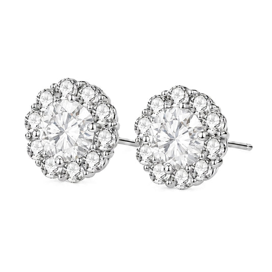 ES-20011 | D-Color 2CT Stud Earrings | White Gold Plated