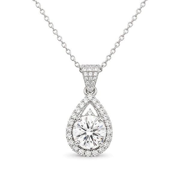 NS-30121 | D-Color 2CT Pendant Necklace | White Gold Plated