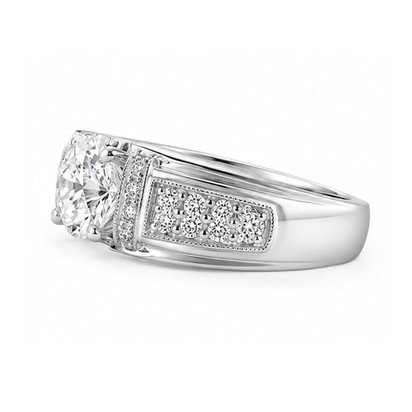 RS-10251 | Men's D-Color 1CT Ring | White Gold Plated