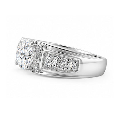 RS-10251 | Men's D-Color 1CT Ring | White Gold Plated