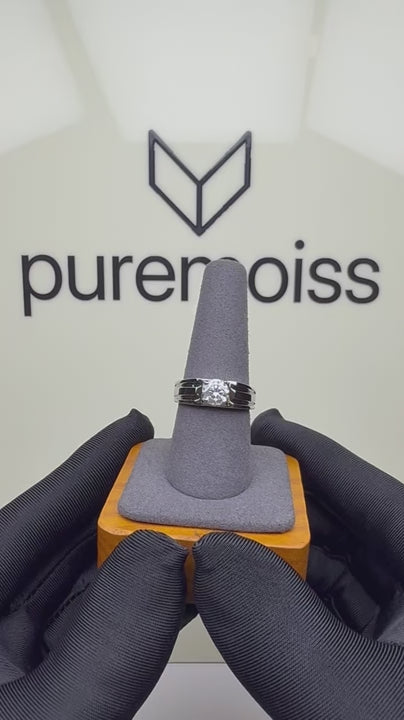 RS-10261 | Men's D-Color 1CT Ring | White Gold Plated