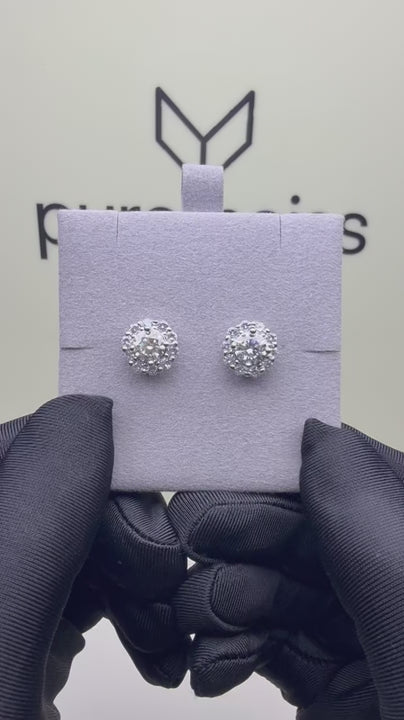 ES-20011 | D-Color 2CT Stud Earrings | White Gold Plated