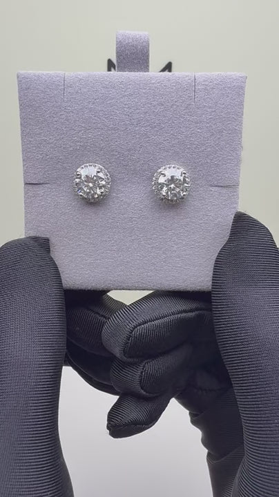 ES-20111 | D-Color 4CT Stud Earrings | White Gold Plated