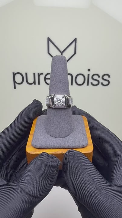 RS-10351 | Men's D-Color 2CT Ring | White Gold Plated