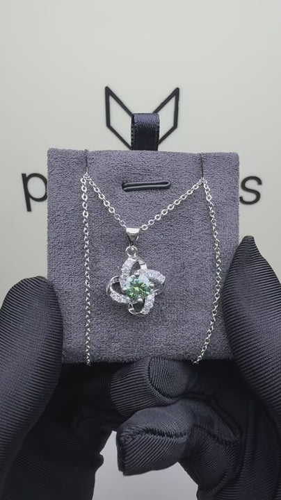 NS-30052 | Fancy Color 1CT Pendant Necklace | White Gold Plated