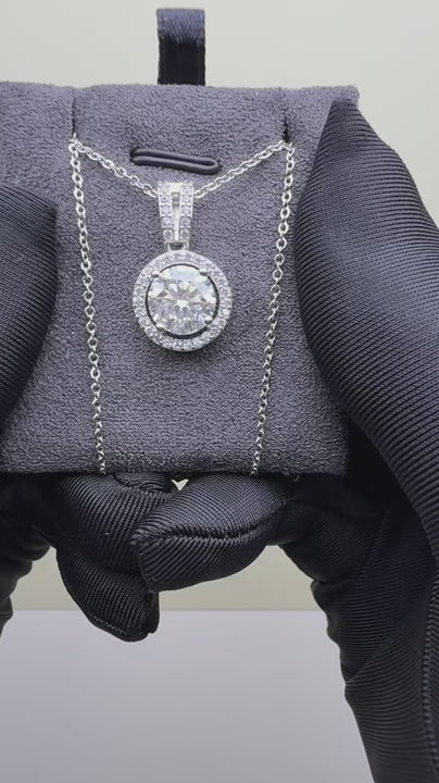 NS-30081 | D-Color 3CT Pendant Necklace | White Gold Plated