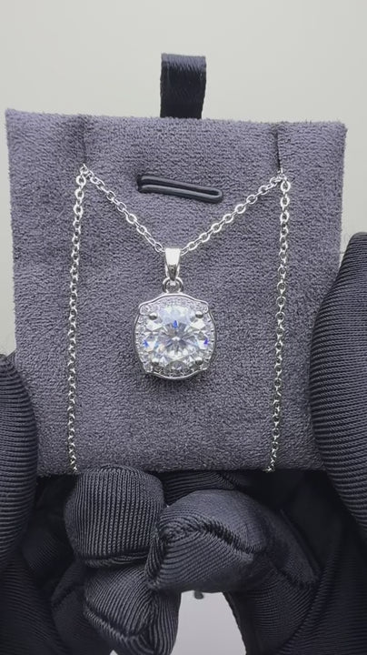 NS-30071 | D-Color 3CT Pendant Necklace | White Gold Plated