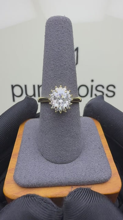 RS-10434 | Oval D-Color 1.5CT Ring | 18K Gold Plated