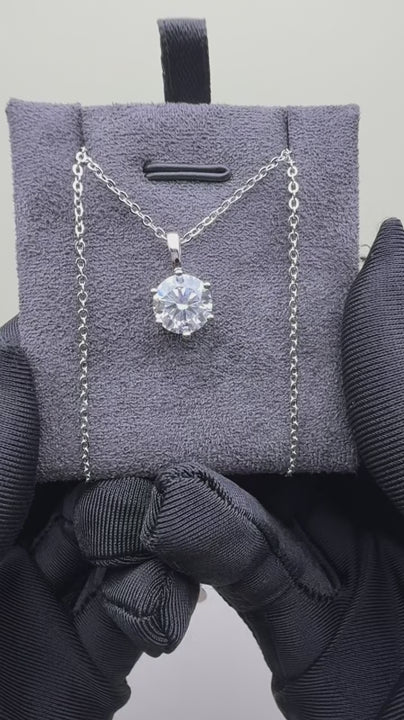 NS-30091 | D-Color 2CT Pendant Necklace | White Gold Plated
