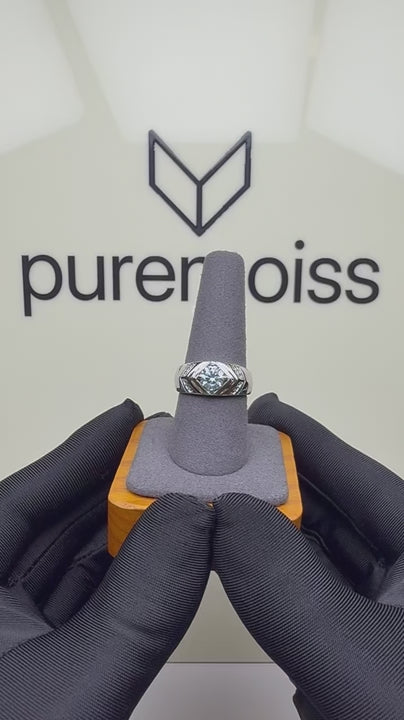 RS-10302 | Men's Fancy Color 1CT Ring | White Gold Plated