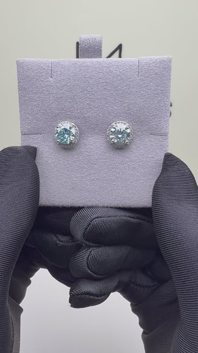 ES-20112 | Fancy Color 4CT Stud Earrings | White Gold Plated