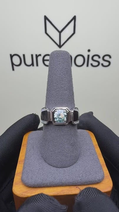 RS-10292 | Men's Fancy Color 1CT Ring | White Gold Plated