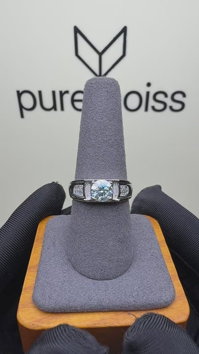 RS-10252 | Men's Fancy Color 1CT Ring | White Gold Plated