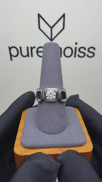 RS-10291 | Men's D-Color 1CT Ring | White Gold Plated