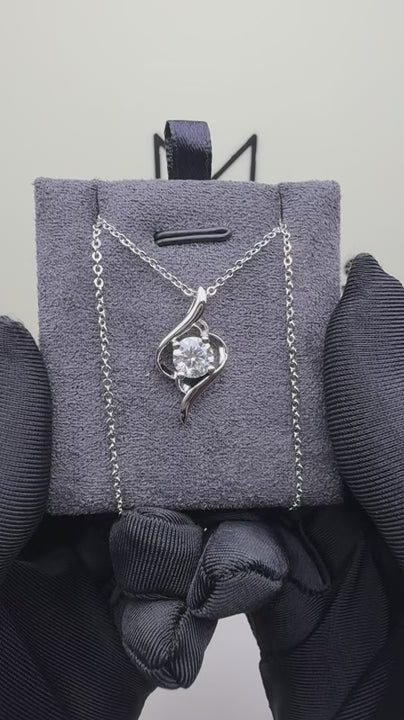 NS-30031 | D-Color 1CT Pendant Necklace | White Gold Plated