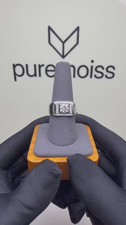 RS-10321 | Men's D-Color 1CT Ring | White Gold Plated