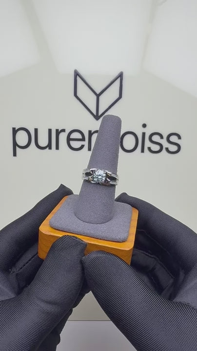 RS-10272 | Men's Fancy Color 1CT Ring | White Gold Plated