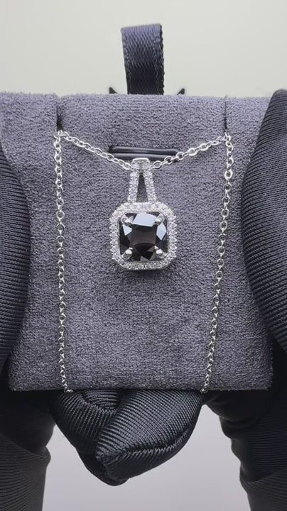 NS-30103 | Fancy Color 2CT Pendant Necklace | White Gold Plated