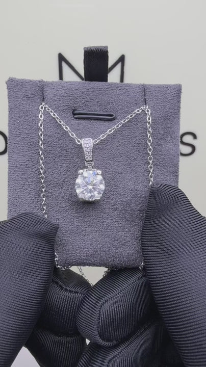 NS-30041 | D-Color 2CT Pendant Necklace | White Gold Plated