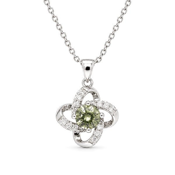NS-30052 | Fancy Color 1CT Pendant Necklace | White Gold Plated