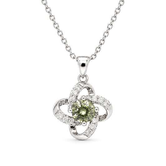 NS-30052 | Fancy Color 1CT Pendant Necklace | White Gold Plated