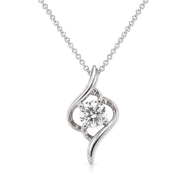 NS-30031 | D-Color 1CT Pendant Necklace | White Gold Plated
