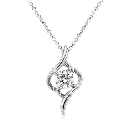 NS-30031 | D-Color 1CT Pendant Necklace | White Gold Plated
