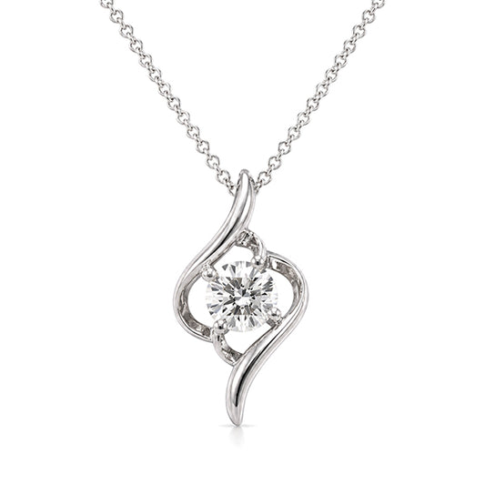 NS-30031 | D-Color 1CT Pendant Necklace | White Gold Plated