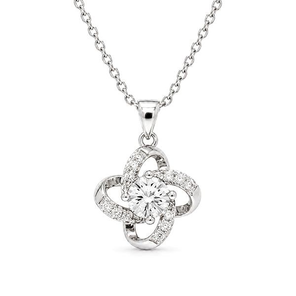 NS-30051 | D-Color 1CT Pendant Necklace | White Gold Plated