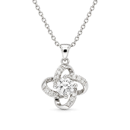 NS-30051 | D-Color 1CT Pendant Necklace | White Gold Plated