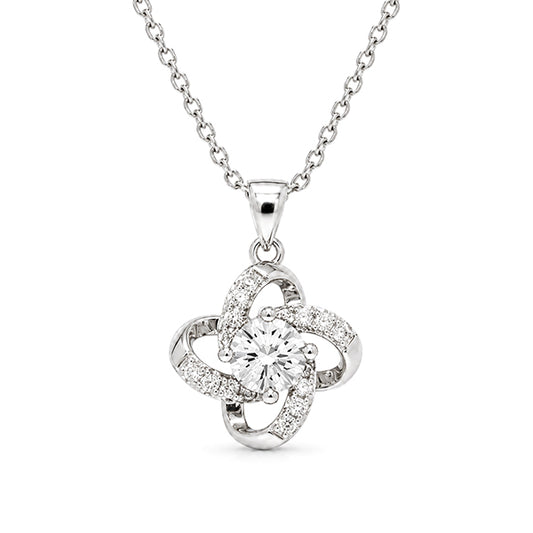 NS-30051 | D-Color 1CT Pendant Necklace | White Gold Plated