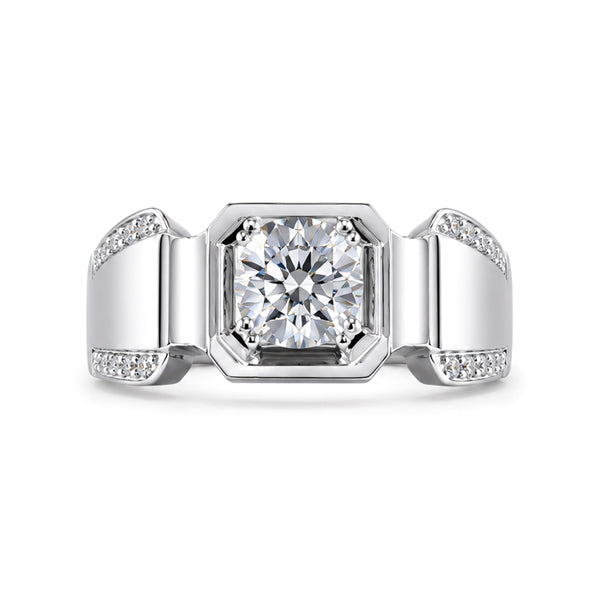 RS-10291 | Men's D-Color 1CT Ring | White Gold Plated