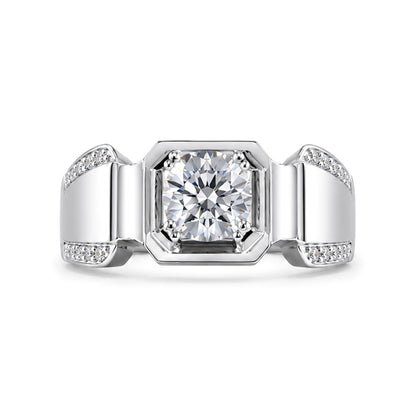 RS-10291 | Men's D-Color 1CT Ring | White Gold Plated