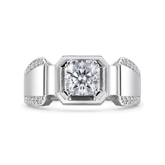 RS-10291 | Men's D-Color 1CT Ring | White Gold Plated