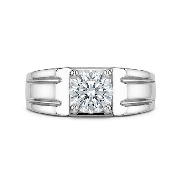 RS-10261 | Men's D-Color 1CT Ring | White Gold Plated