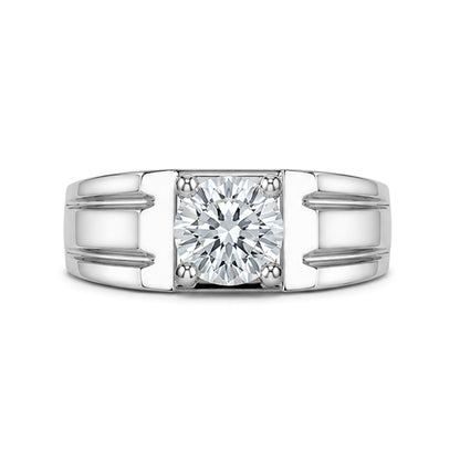 RS-10261 | Men's D-Color 1CT Ring | White Gold Plated