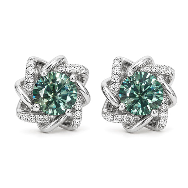 ES-20172 | Fancy Color 2CT Stud Earrings | White Gold Plated