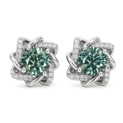 ES-20172 | Fancy Color 2CT Stud Earrings | White Gold Plated