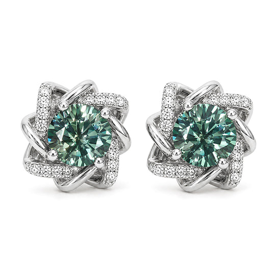 ES-20172 | Fancy Color 2CT Stud Earrings | White Gold Plated