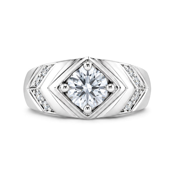 RS-10301 | Men's D-Color 1CT Ring | White Gold Plated