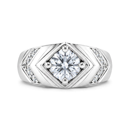 RS-10301 | Men's D-Color 1CT Ring | White Gold Plated