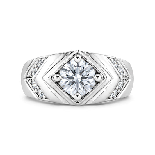 RS-10301 | Men's D-Color 1CT Ring | White Gold Plated