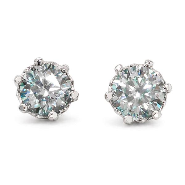 ES-20062 | Fancy Color 2CT Stud Earrings | White Gold Plated