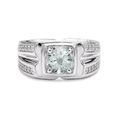 RS-10272 | Men's Fancy Color 1CT Ring | White Gold Plated