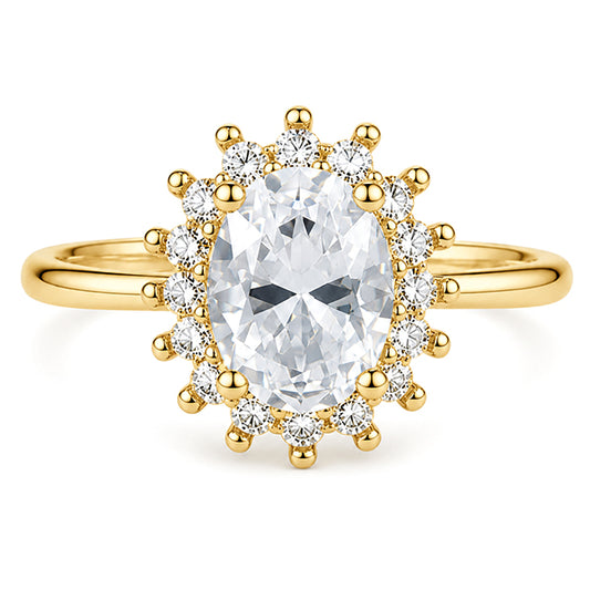 RS-10434 | Oval D-Color 1.5CT Ring | 18K Gold Plated