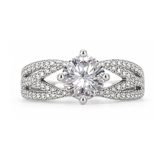 RS-10181 | D-Color 2CT Ring | White Gold Plated