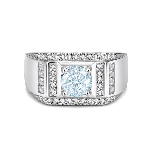 RS-10322 | Men's Fancy Color 1CT Ring | White Gold Plated