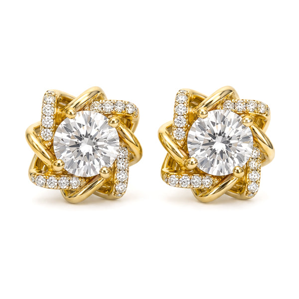 ES-20174 | D-Color 2CT Stud Earrings | 18K Gold Plated