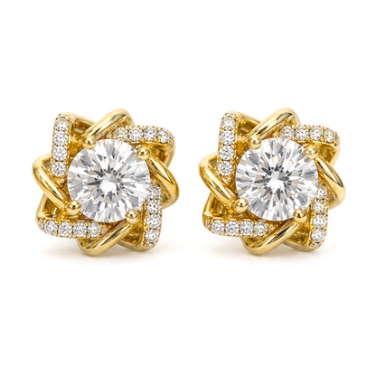ES-20174 | D-Color 2CT Stud Earrings | 18K Gold Plated